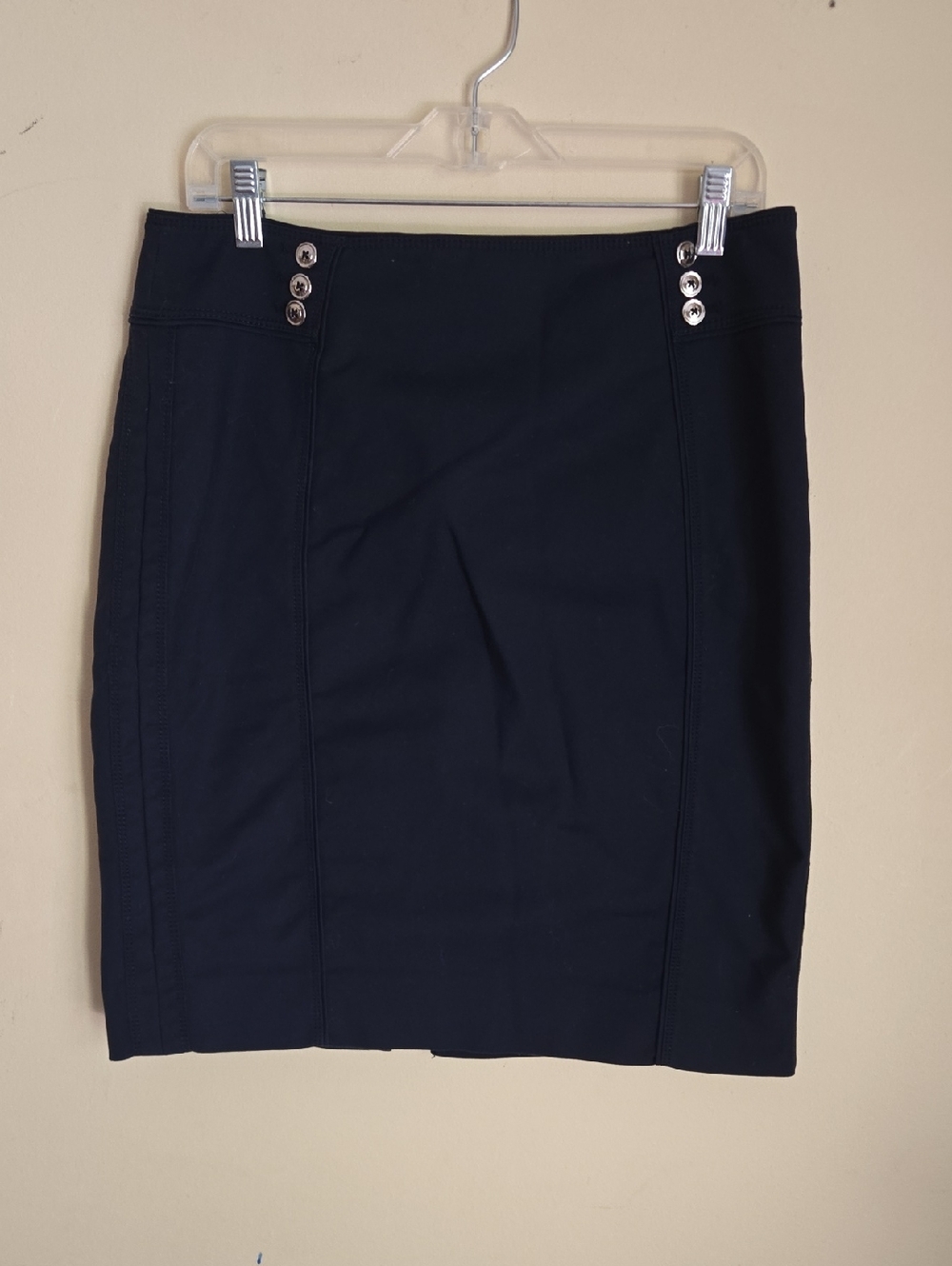 White House Black Market Perfect Form Pencil Skirt with Silver Button Detail